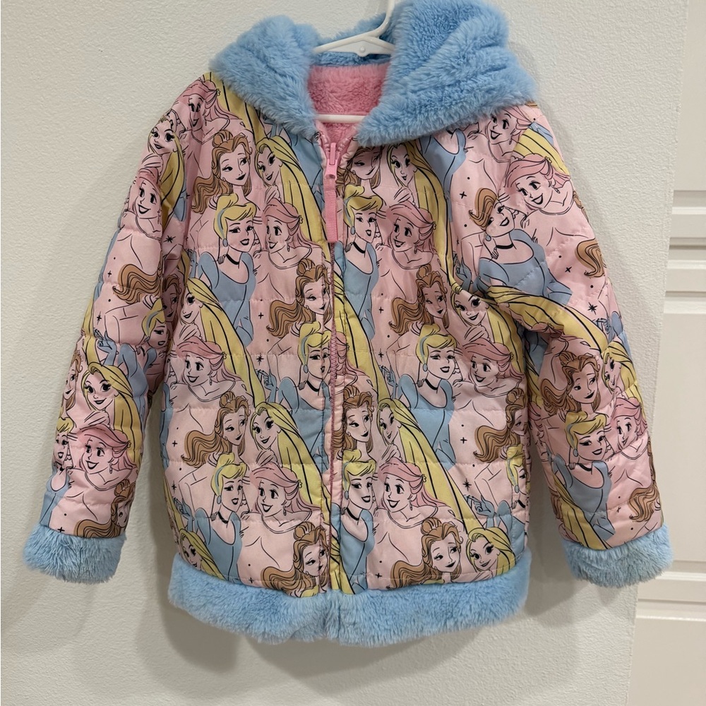 Kids Princess Print Jacket with Blue Trim